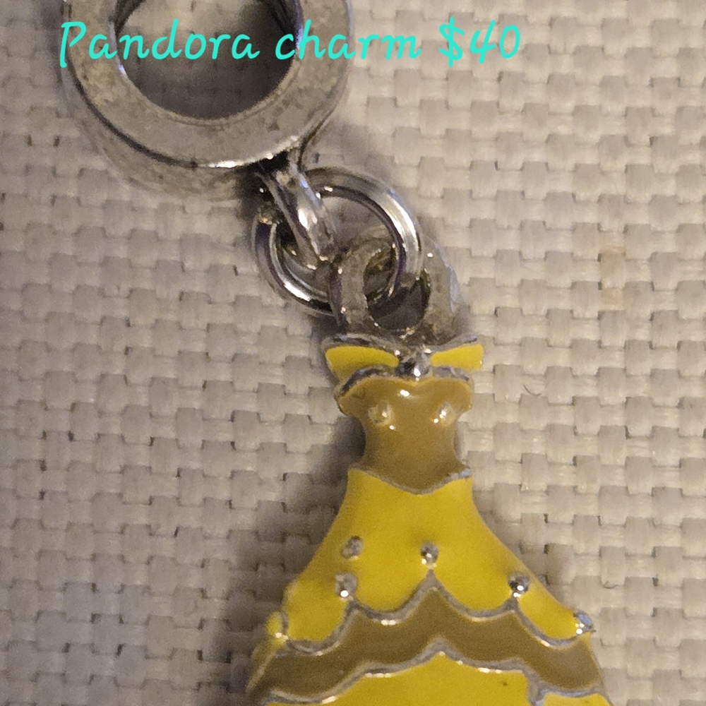 Pandora Yellow Gown Charm with Silver Details